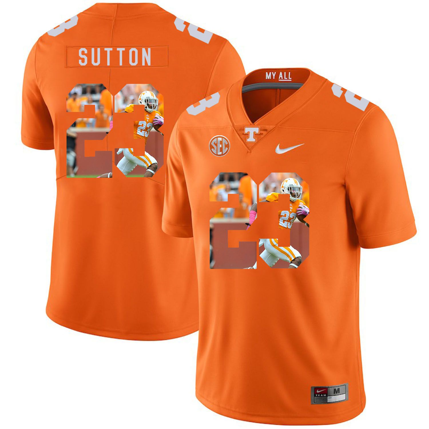 Men Tennessee Volunteers 23 Sutton Orange Fashion Edition Customized NCAA Jerseys